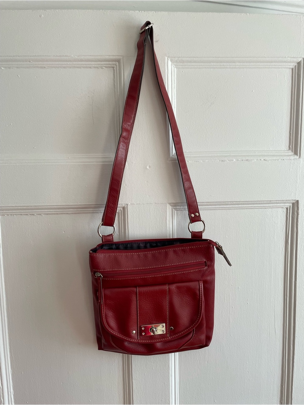Emilie M. | Vintage Red Crossbody Bag with Front Pocket